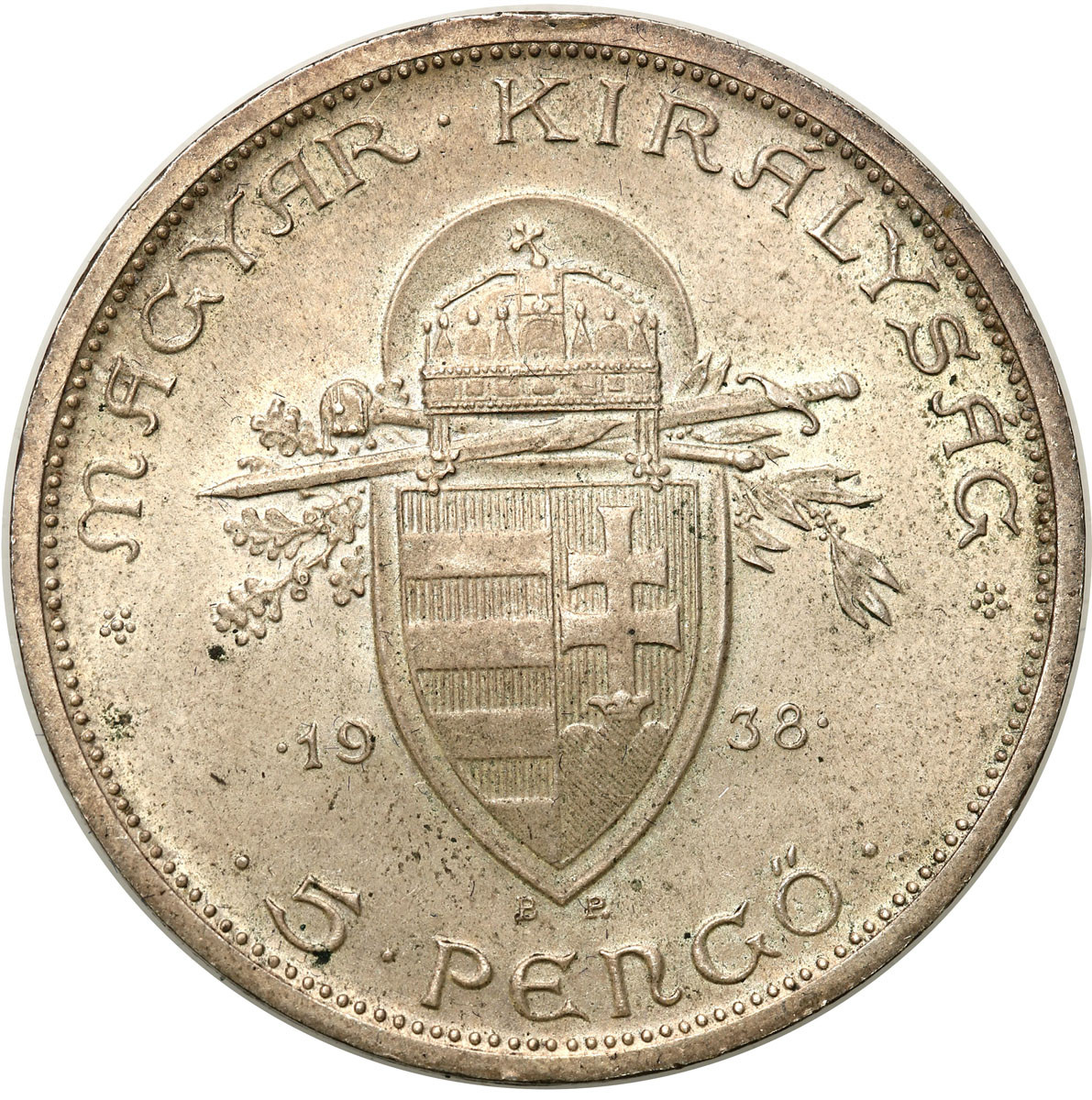 Węgry. 5 pengo 1938 - PIĘKNE